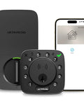 Game Changing Nfc Wifi Smart Lock With Apple Home Key And Android Tap To Unlock Super Slick Remote App Controls close-up view with smartphone