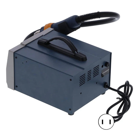 Hot Air Rework Station 850D Soldering Iron Station With LED Digital Display showing rear view with cords and handle