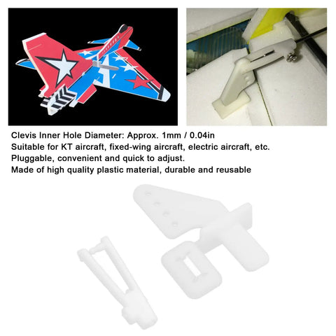 20 Sets Control Horns Clevis Kit With Rudder Angle For RC Airplane And Electric Aircraft Durable Plastic Reusable 1mm Clevis Pins And Screws