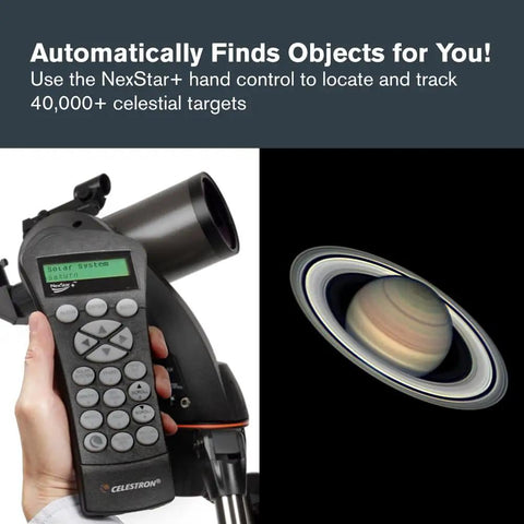 NexStar 90SLT Mak Totally Portable Computerized Telescope with Star Locating, hand control, and a view of Saturn.
