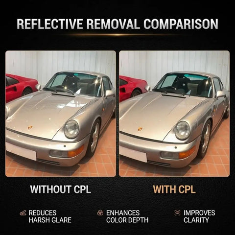 Reflective removal comparison using 52mm Clip On CPL Phone Camera Lens Filter Kit For iPhone Models 11 Through 17 Circular Polarizer