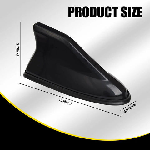 1 Piece Car Shark Fin Antenna Replacement Cap With ABS Painted Shark Fin Tail Waterproof Rubber Ring Stable Signal Reception Black Roof Decorative Antenna For Cars Dope Look, size displayed.