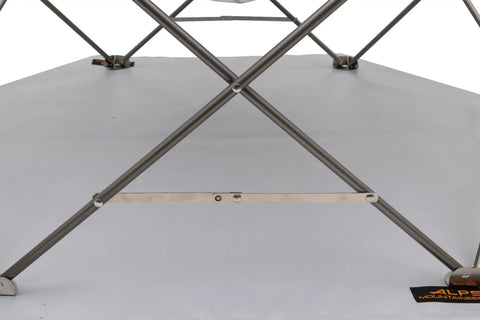 Gaze Fire Pit Portable Stainless Steel Mesh Outdoor Fire Pit with Ground Heat Shield, focus on support structure and base detail.