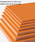 Built Tough Bakelite Panel Sheet From Phenolic Resin, Ultra Durable Electrical Insulation For Electronics And Mechanical Parts, 50x50x40mm Pack Of 2, High Heat, Impact Resistant, Insulation You Can Count On. orange phenolic resin sheets stacked, thicknesses 3 to 100 mm