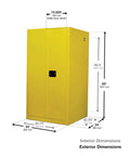 Heavy Duty 60 Gallon Self Closing Flammable Storage Cabinet Built Like A Tank Safety Rated Industrial Steel dimensions graphic