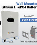 Wall Mounted Lithium LiFePO4 Battery with touch screen and wheels for Heavy Hitter 5Kw Solar System Complete Kit.