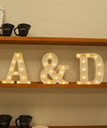 Must Have Light Up Letters Marquee Signs For Wedding Party And Home Decor on shelf with warm white LED lights A & D
