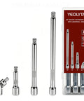 4 Piece 3/8 Inch Drive Socket Extension Bar Set With 3, 6, And 10 Inch Extensions And 3/8 Inch Drive Universal Joint Sockets, CR V Steel