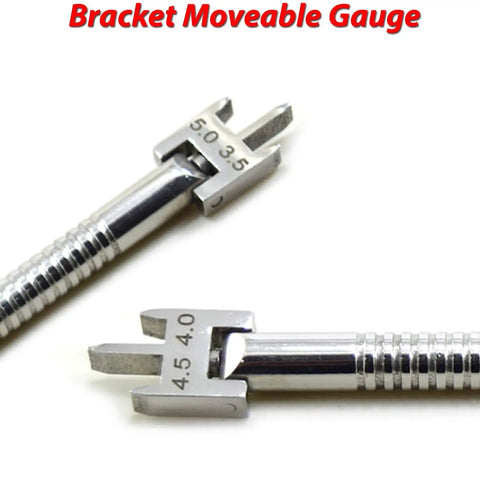 Pro Grade Orthodontic Bracket Height Gauge For Dental Labs Moveable Adjustable Locator Caliper Measuring Tool Stainless Steel Dentist Instrument For Precise Bracket Positioning And Calibration, stainless steel gauge with 4.0 and 4.5 markings