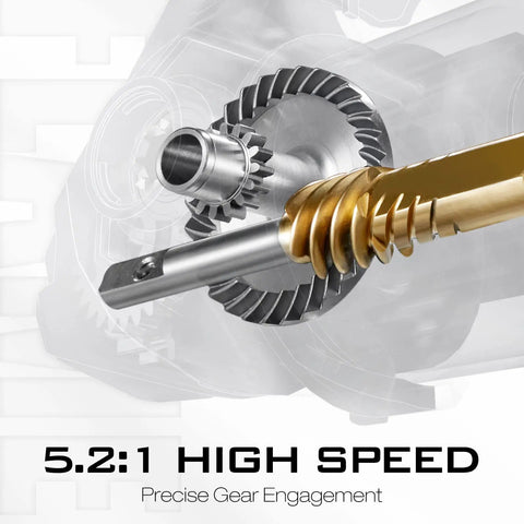 Close-up of Flame Spinning Reels Ultra Lightweight And Smooth Drag Up To 19.8 Pounds Graphite Body gear mechanism with 5.2:1 ratio