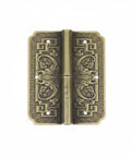Easy Surface Mount Decorative Copper Hinge With Bronze Finish For Cabinet Hardware Go-To For DIY Furniture And Bar Doors No Mortise Required Quick Install For Home Bars Bookcases And Custom Pieces 4.3 X 2.4 Inches showing ornate design