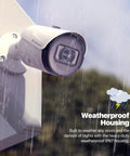 4K Ultra HD Outdoor Bullet Security Camera IP PoE 8MP in rain, showcasing IP67 weatherproof housing