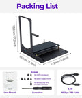 Packing list for external eGPU dock with dimensions, screws, user manual, screwdriver, and TB4 cable for gamers and creators.