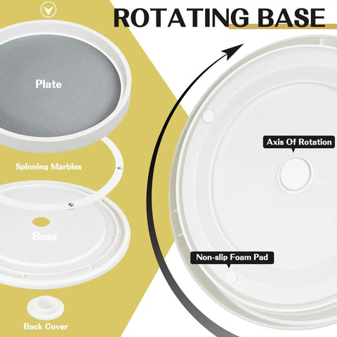 Non Skid Lazy Susan Turntable 360 Degree Kitchen Organizer For Cabinets Pantry Bathroom And Fridge Round Rotating Base
