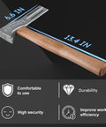 Pro Grade Magnetic Roofing Hammer With Solid Hardwood Handle And Round Striking Surface Magnet For Badass Quick Nailing Shingle Jobs Without Breaking A Sweat All Day, 13.4 inches long.