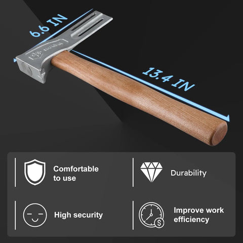 Pro Grade Magnetic Roofing Hammer With Solid Hardwood Handle And Round Striking Surface Magnet For Badass Quick Nailing Shingle Jobs Without Breaking A Sweat All Day, 13.4 inches long.