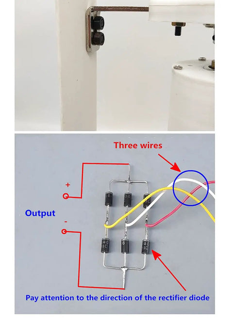 Vertical Axis Wind Turbine Kit With Three Phase Permanent Magnet Generator For Home DIY wiring and diode assembly guide