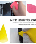 Amazon Mandark 18-piece car window tint kit collage with pink squeegee on glass, yellow cone tool, and cutting blades