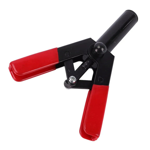 Ergonomic Plastic Rivet Gun Kit With 41 Piece Assorted Nylon Rivets And Fastener Removal Tool Ideal For Auto Electronics And Furniture Repairs Hand Riveter With Non Slip Grip For Easy DIY Friendly Fixes featuring red handles and black mechanism.