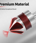 Close-up of Five Piece Cobalt 5 Flute Countersink Drill Bit Set Heavy Duty M35 82 Degree Chamfer Tool Set for metal.