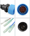 Close-up of 8 and 14 pin connectors of Outboard Ignition Wiring Harness Adapter 8 Pin To 14 Pin For Mercury Mariner Quicksilver Mercruiser