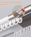Heavy Duty Ceiling Curtain Track System For Home Office Hotel RV And School Double Rail Conjoined Track White Aluminum Alloy Waterproof And Wear Resistant Supports Thick Drapes And Sheers With Light Leakage Free Design, hidden connector close-up
