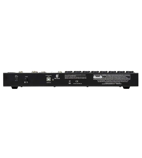 Rear view of PV 14 BT Mixer With Built In USB MP3 Playback MidMorph Processing Eight XLR And Quarter Inch Mic Preamps