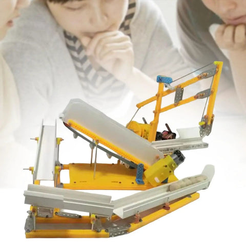 DIY Assembly Line Conveyor Belt Educational Toy For Home Teens Hands On STEM Project With Circular Conveyor Model yellow PP, 39x32x21 cm