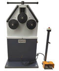 Rock Solid Three Roll Pinch Bender Ring Roller Metal Bending Machine with foot pedal control, compact design, and adjustable arc.