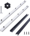 Table Saw Crosscut Sled Kit With Two Uhmw Miter Bars And Aluminum Tracks Pre Drilled Design includes knobs and bolts for assembly.