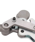 Close-up of Beefy Heavy Duty Bench Clamp with Table Mount Locking System showing high carbon steel mechanism detail.