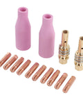 Pro Grade MIG Welding Gear Kit 14Pcs Copper Ceramic Plasma Torch Parts Set With 2 Ceramic Cups 2 Connecting Rods 10 Tips