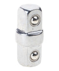 Double-ended 3/8-inch square-drive sleeve adapter in chrome-plated carbon steel for socket wrenches and drills