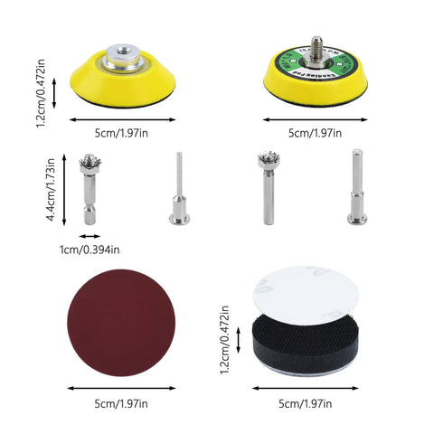Components of 240 Piece 2 Inch Sanding Discs Pad Kit With Backer Plate And Soft Foam Buffers Pro Grade For Drill Grinder Rotary Tools