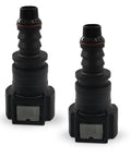 Solid 2 Pack Nylon Fuel Line Quick Connector, Straight Push On Fitting Quick Release Adapter in black nylon material.