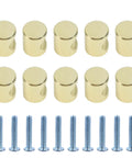 10Pcs Zinc Alloy Drawer Handles And Vintage Cabinet Knobs For Dressers Rustic Furniture Pulls With Smooth Finish Durable Fade Resistant Cabinet Hardware For Cabinets Drawers And Retro Style Home Decor, showing gold cylindrical knobs with screws.