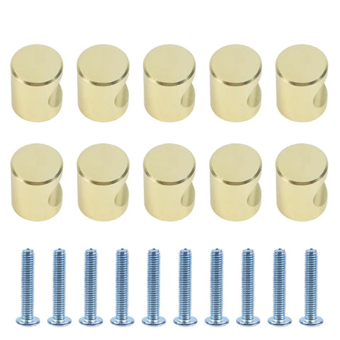10Pcs Zinc Alloy Drawer Handles And Vintage Cabinet Knobs For Dressers Rustic Furniture Pulls With Smooth Finish Durable Fade Resistant Cabinet Hardware For Cabinets Drawers And Retro Style Home Decor, showing gold cylindrical knobs with screws.