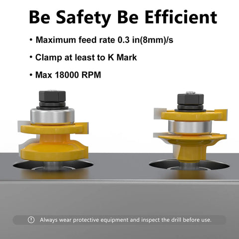 Pro Grade 3 Piece Raised Panel Cabinet Door Router Bit Set safety instructions and specifications.