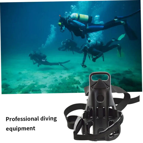 Oxygen Tank Backpack For Scuba Diving 14.2 Inch Mini Gas Cylinder Carrier with divers underwater and backpack close-up.