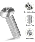 Built Like A Tank M6 X 12Mm Button Head Socket Cap Screws 100 Pack 304 Stainless Steel close-up view showing smooth finish and head design.