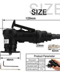 Mini pneumatic chamfering machine, black handheld air tool for metal beveling; includes hex keys