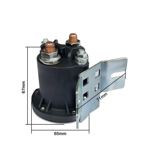 Heavy Duty 200 Amp DC Motor Contactor Switch Relay For 24V Electric Stacker Forklift Tail Plate Oil Pump Start System side view with dimensions.