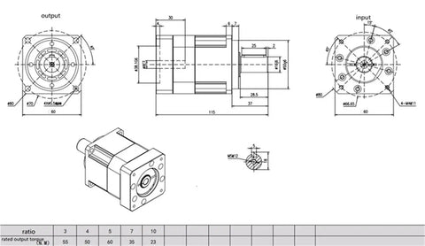 Top Tier High Precision Helical Gear Planetary Gearbox Reducer Built Badass And Smooth For Nema23 Stepper Motors with dimensions