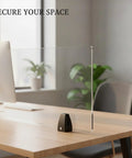 Durable Aluminum Alloy Glass Partition Mount Clip For Office Desk Dividers And Screens, Black Finish, on wooden desk