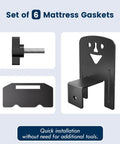 Adjustable Non Slip Mattress Grips Six Piece Set with hardware components for easy setup, including clips and gaskets for mattress stability.