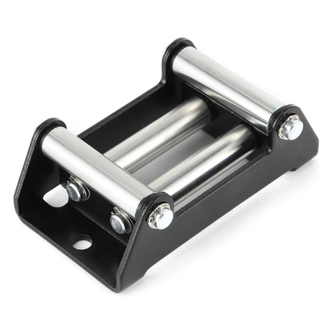 Universal Winch Fairlead for Offroad Recovery with heavy duty metal roller, protects cable and reduces friction, 110mm mount hole distance.