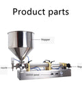 Rugged Single Head Pneumatic Paste Filler Machine With Slick 30 Liter Hopper And Stainless Steel Piston Pump components focus view.
