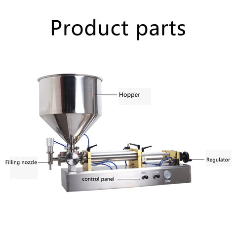 Rugged Single Head Pneumatic Paste Filler Machine With Slick 30 Liter Hopper And Stainless Steel Piston Pump components focus view.