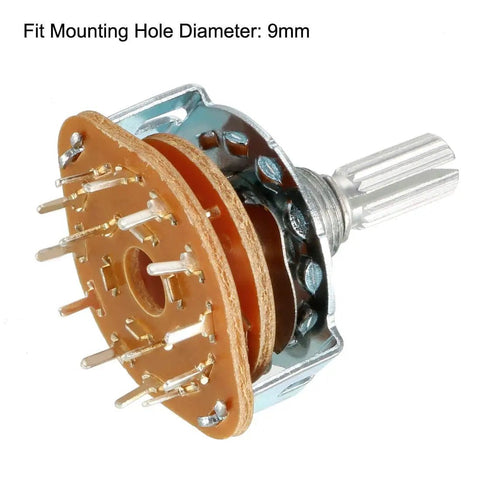 Rad 2P6T 2 Pole 6 Position Rotary Switch Band Selector 1 Deck for Radios TVs and Industrial Control Panels, 9mm mount hole