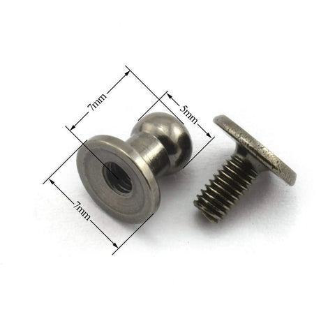 Flat Out Classic Black Solid Brass Sam Browne Buttons Screw Studs And Nail Rivets For Diy Leather Craft Belt Wallet Handbag Builds 5 To 7 Millimeter Straight Up Heavy Duty Craft Hardware showing 5mm head and 7mm base